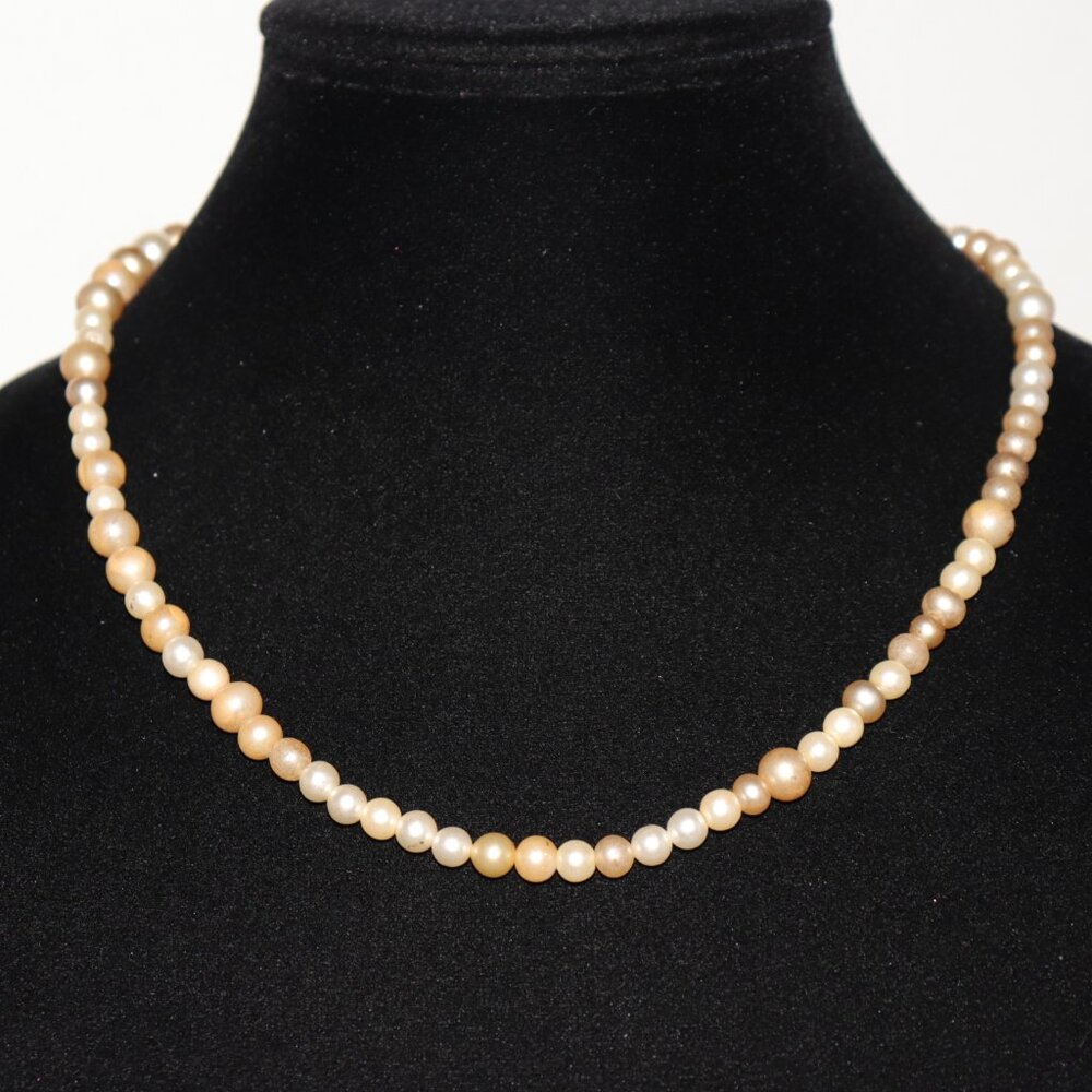 🤍 Upcycled Pearl Necklace – 19" – Vintage Pearls with Character 🌸